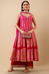Pink Dola Silk Woven Anarkali Suit